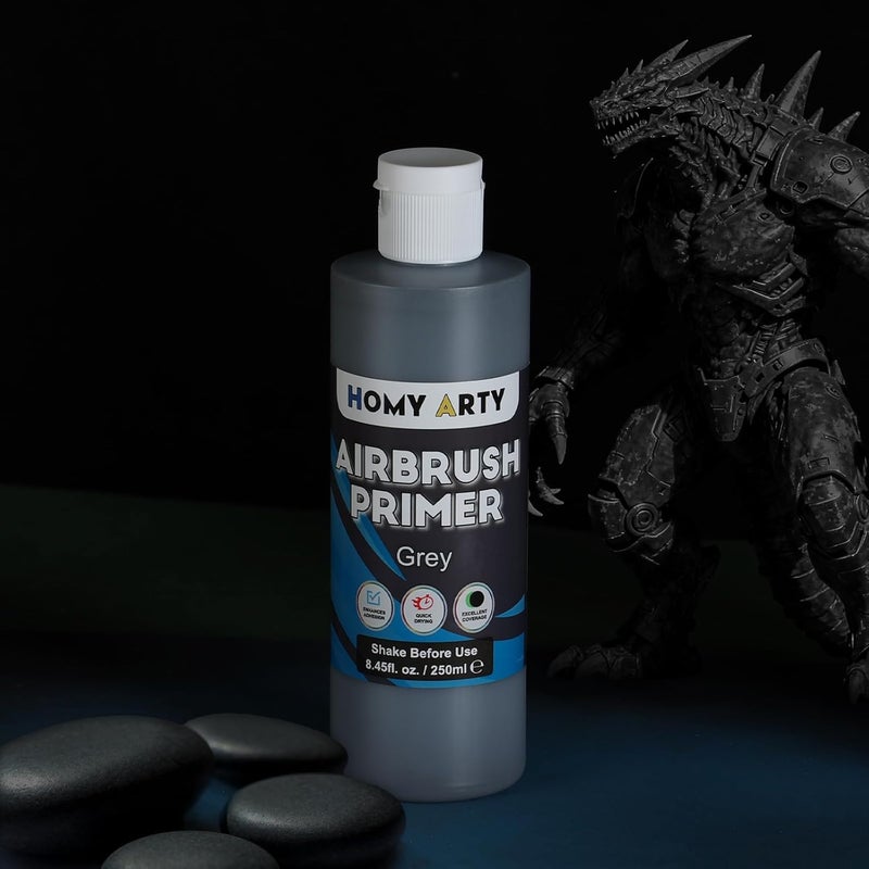 HOMY ARTY Airbrush Primer - Grey, 8.45 fl.oz. Acrylic Primer for Airbrush Paint, Quick-Drying Matte Finish for Acrylic Paint with Excellent Adhesion to Plastic Models, Metal, Canvas - Image 5